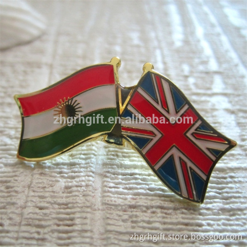 Wholesale souvenir use gifts UK and Kurdistan metal flag pin